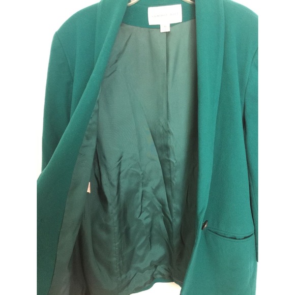 Summit Hill Sz 14 Blazer Jacket Career Green Wool Cashmere Blend 1 Button Lined - Picture 3 of 7